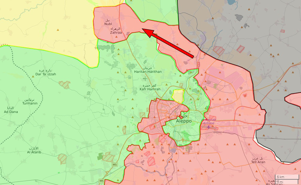 Assad regime’s first major advance since Russia’s intervention in Sep. 2015 was cutting off opposition’s supply route from Turkey and lifting the siege on Zahraa and Nubl towns in early Feb. 2016.