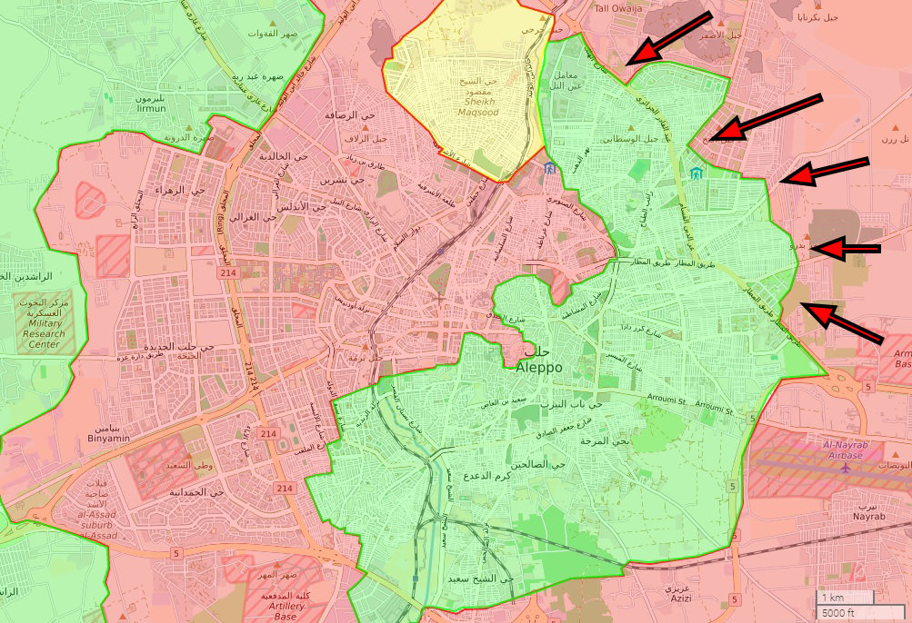 Opposition launched a large scale attack on w. Aleppo in late October, failing to make any gains amid staunch resistance by the regime, which launched its counter-offensive on e. Aleppo on Nov. 26.