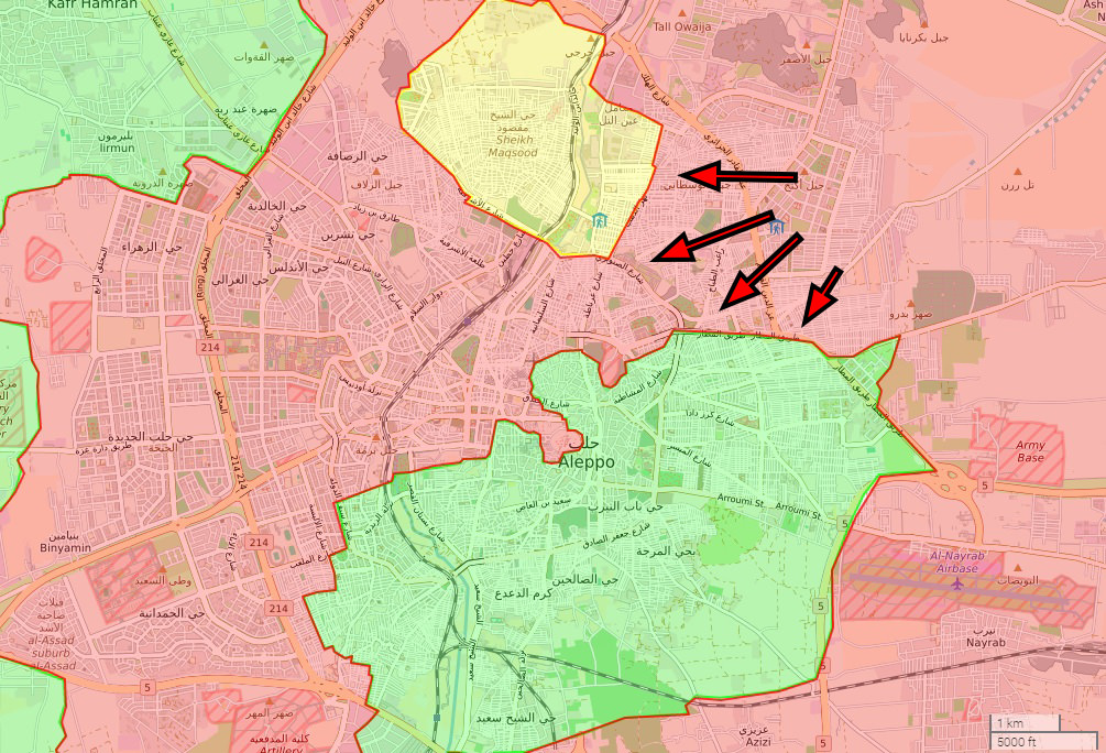 On Nov.28, civilians in captured areas fled to PYD-held Sheikh Maqsood neighborhood and southwards to opposition controlled parts, along with fighters moving south to reinforce the area.