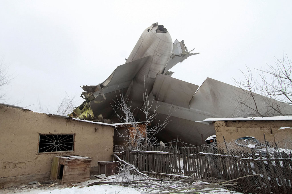 Plane debris is seen at the crash site of a Turkish cargo jet near Kyrgyzstan's Manas airport outside Bishkek, January 16, 2017. (Reuters Photo)