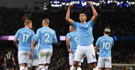 Manchester City's Rodri celebrates after scoring the opening goal against West Ham United at the Etihad Stadium, Feb. 19, 2020. (AFP Photo)