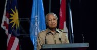 Malaysia's Mahathir Mohamad pauses during a speech at the committee on the exercise of the inalienable rights of the Palestinian people, in Kuala Lumpur, Malaysia, Friday, Feb. 28, 2020. (AP Photo)