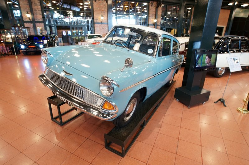 Potterheads will easily recognize 1966 Ford Anglia, the replica of the flying car that Harry and Ron drove, at the museum.