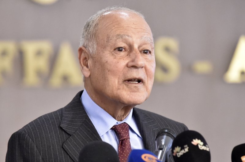 Arab League Secretary-General Ahmed Aboul Gheit speaks during a press conference with Algeria's foreign minister at the ministry headquarters in the capital Algiers, Feb. 29, 2020. (AFP Photo)