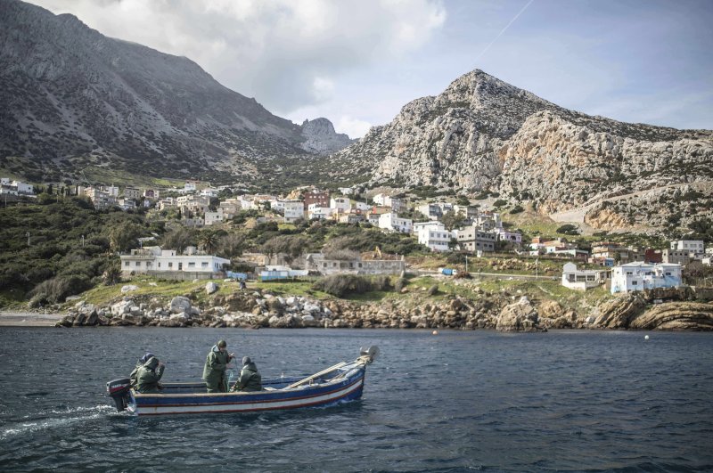 In this Wednesday, Feb. 12, 2020 photo, members of the first Moroccan female fishing cooperative go out to sea in a fishing boat, in the village of Belyounech on the coast of the Mediterranean, northern Morocco. (AP Photo)