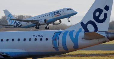 A Flybe plane takes off from Manchester Airport in Manchester, Britain, Jan. 20, 2020. (Reuters Photo)
