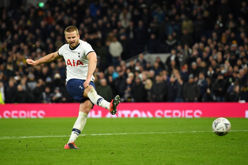 Tottenham Hotspur's Eric Dier scores a penalty during a shootout after the match against Norwich City in London, March 4, 2020. (Reuters Photo)