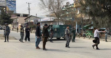 Afghan security personnel arrive at the site of an attack in Kabul, Afghanistan, Friday, March 6, 2020. (AP Photo)