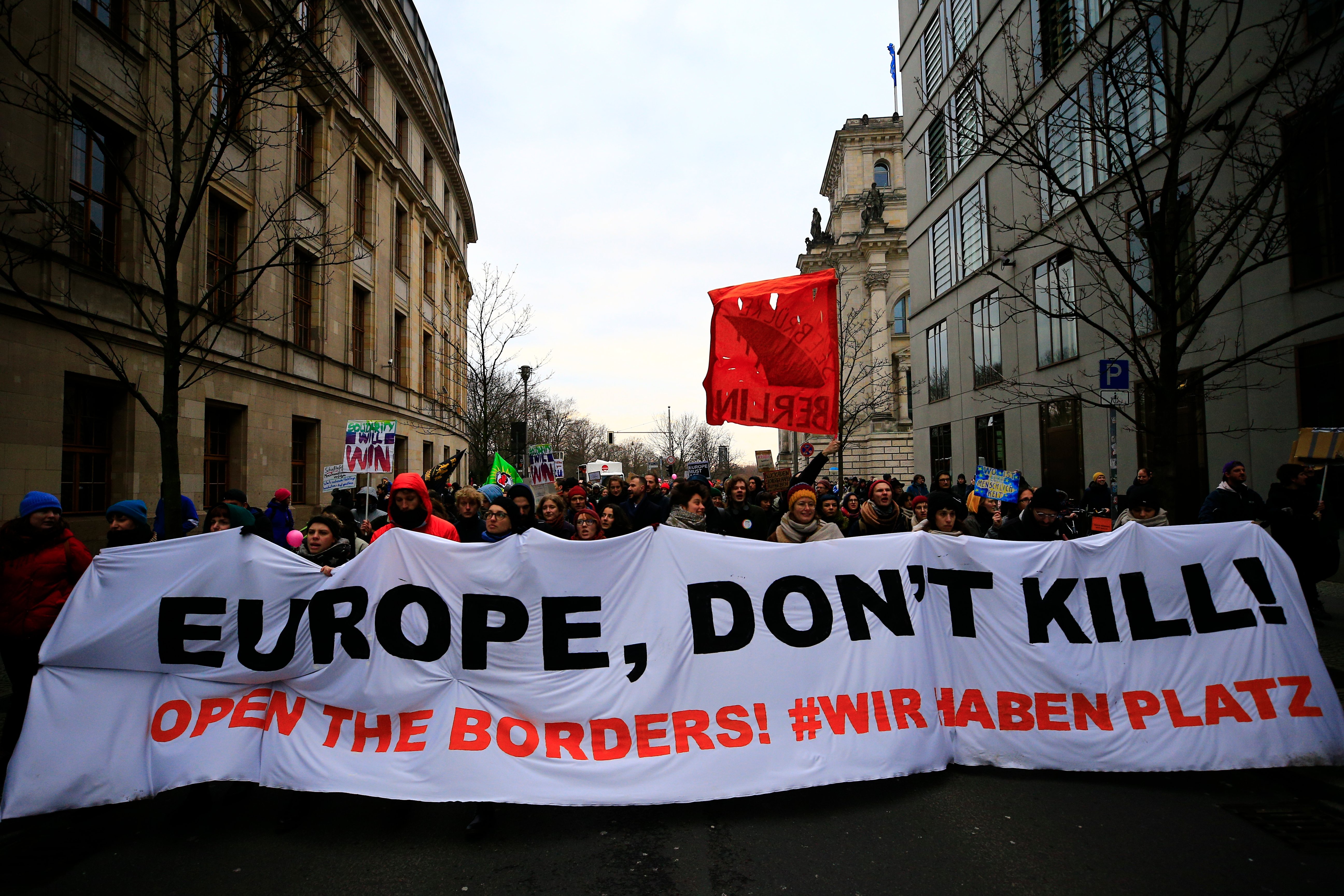 Protesters in Germany call on EU to accept refugees at Greek border