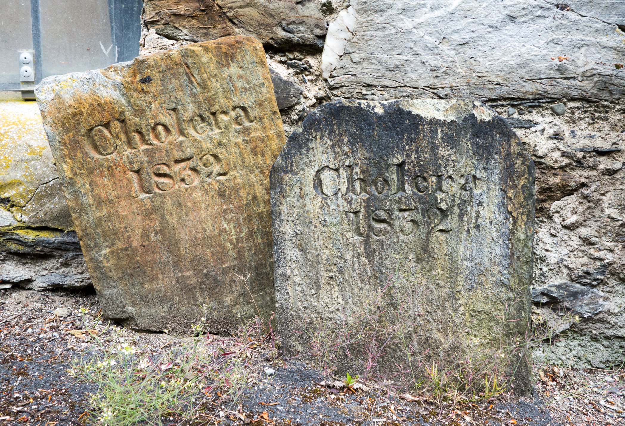 Two gravestones identifying victims of a cholera outbreak that took place on the Isle of Man in 1832. (iStock Photo)