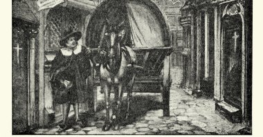 Vintage engraving of a death cart collecting the bodies of victims during the Great Plague of London. (iStock Photo)