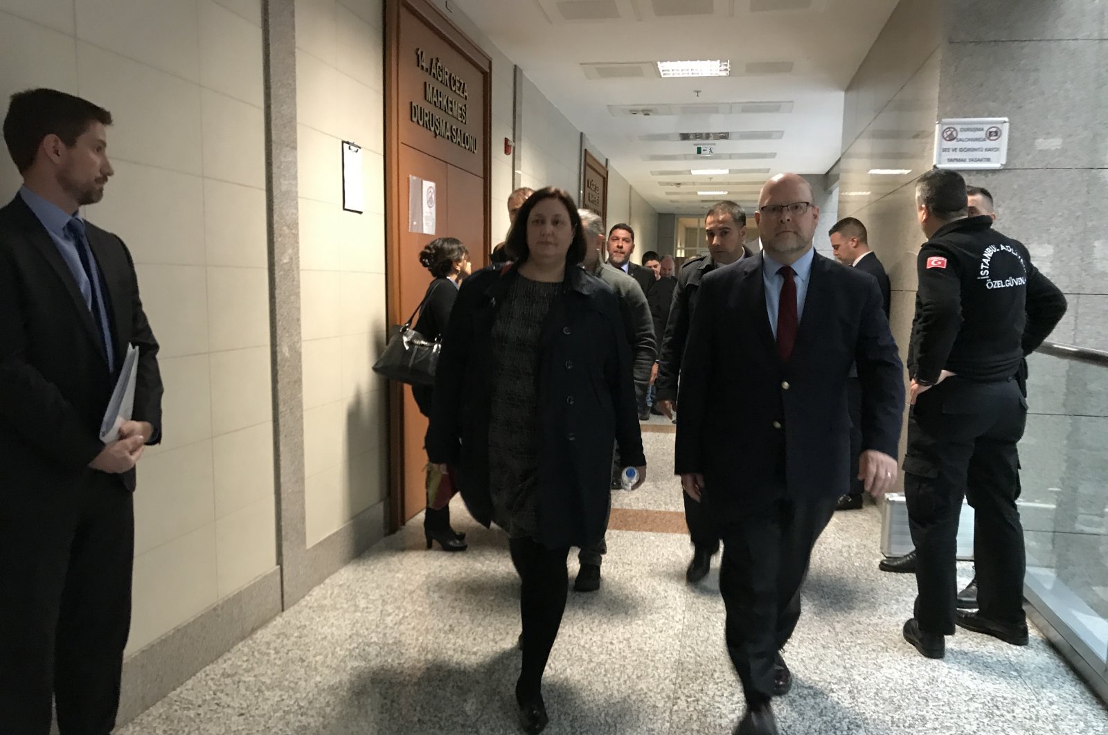 U.S. Consul General Daria Darnell (L) and Charge D'Affaires of the U.S. embassy in Ankara Jeffrey Hovenier watch the hearing, Istanbul, March 10, 2020. (Photo by Fatih Ulaş)