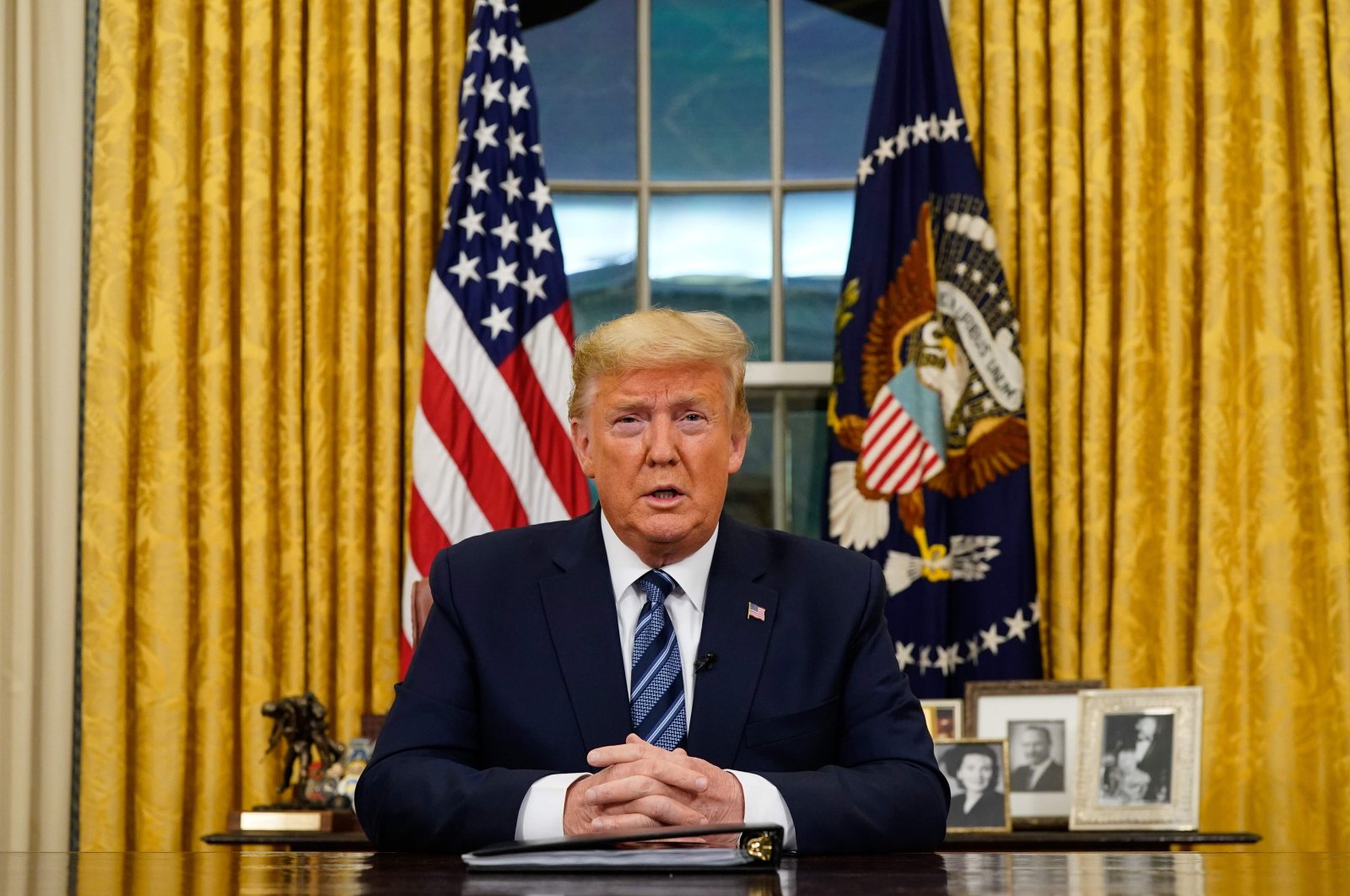 U.S. President Donald Trump addresses the nation from the Oval Office, Washington, D.C., March 11, 2020. (AFP Photo)