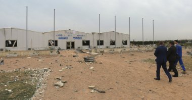 Destroyed buildings are seen at an airport complex under construction in Karbala, Iraq, Friday, March 13, 2020. (AP Photo)