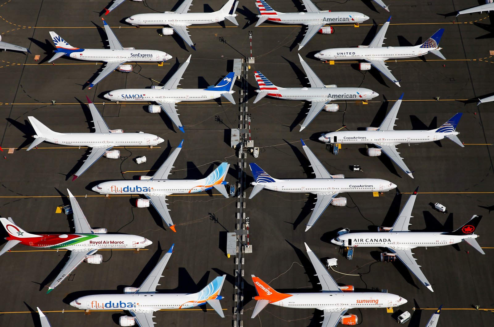 Grounded Boeing 737 MAX aircraft are seen parked in an aerial photo at Boeing Field in Seattle, Washington, U.S. July 1, 2019. (REUTERS Photo)
