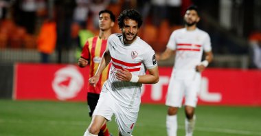 Zamalek's Mahmoud Alaa celebrates a goal in the quarter final against Esperance Sportive, Cairo, Feb. 28, 2020. (REUTERS Photo)