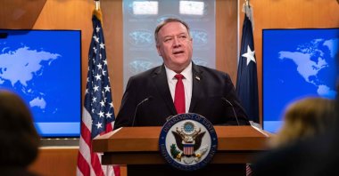 US Secretary of State Mike Pompeo speaks at the State Department in Washington, DC, March 11, 2020. (AFP Photo)