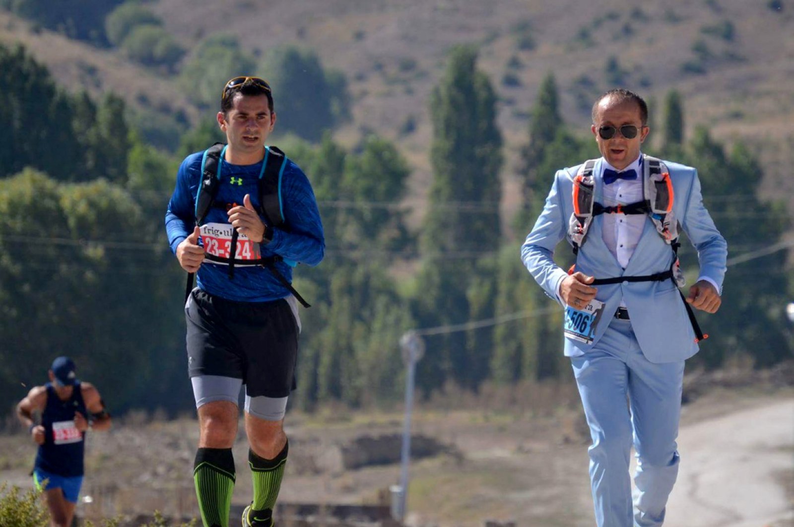 Bilal Gül runs in one of his suits. (AA Photo)