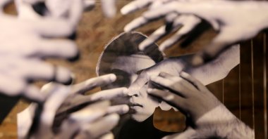 Muzaffer Malkoç's "Parallel Actions" piece at the exhibition. (AA Photo)