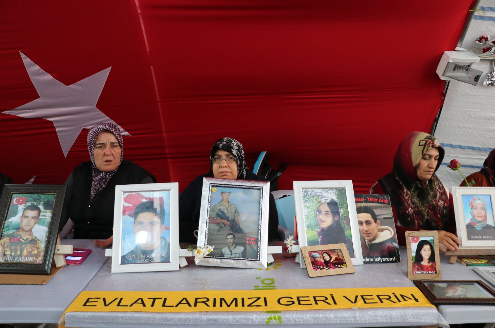 Two more families joined the sit-in in southern Diyarbakır province against the PKK and HDP, March 17, 2020. (AA Photo)