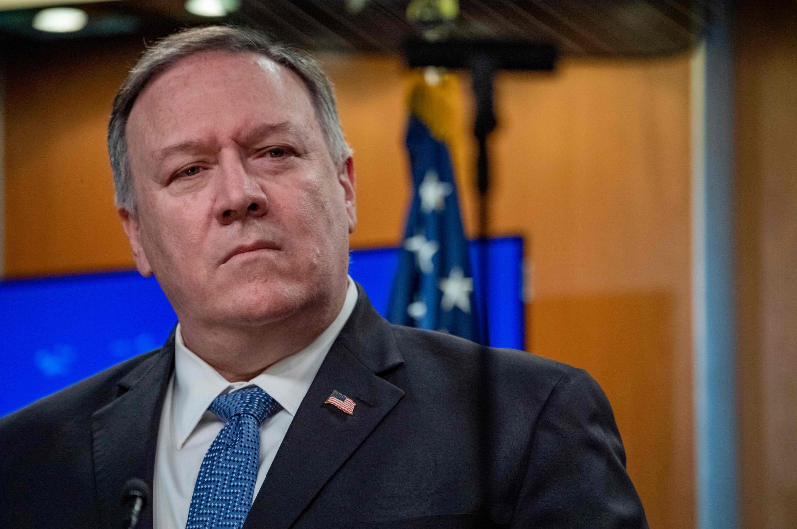 In this file photo taken on March 5, 2020 US Secretary of State Mike Pompeo delivers remarks to the media, in the Press Briefing Room, at the Department of State in Washington, DC. (AFP Photo)