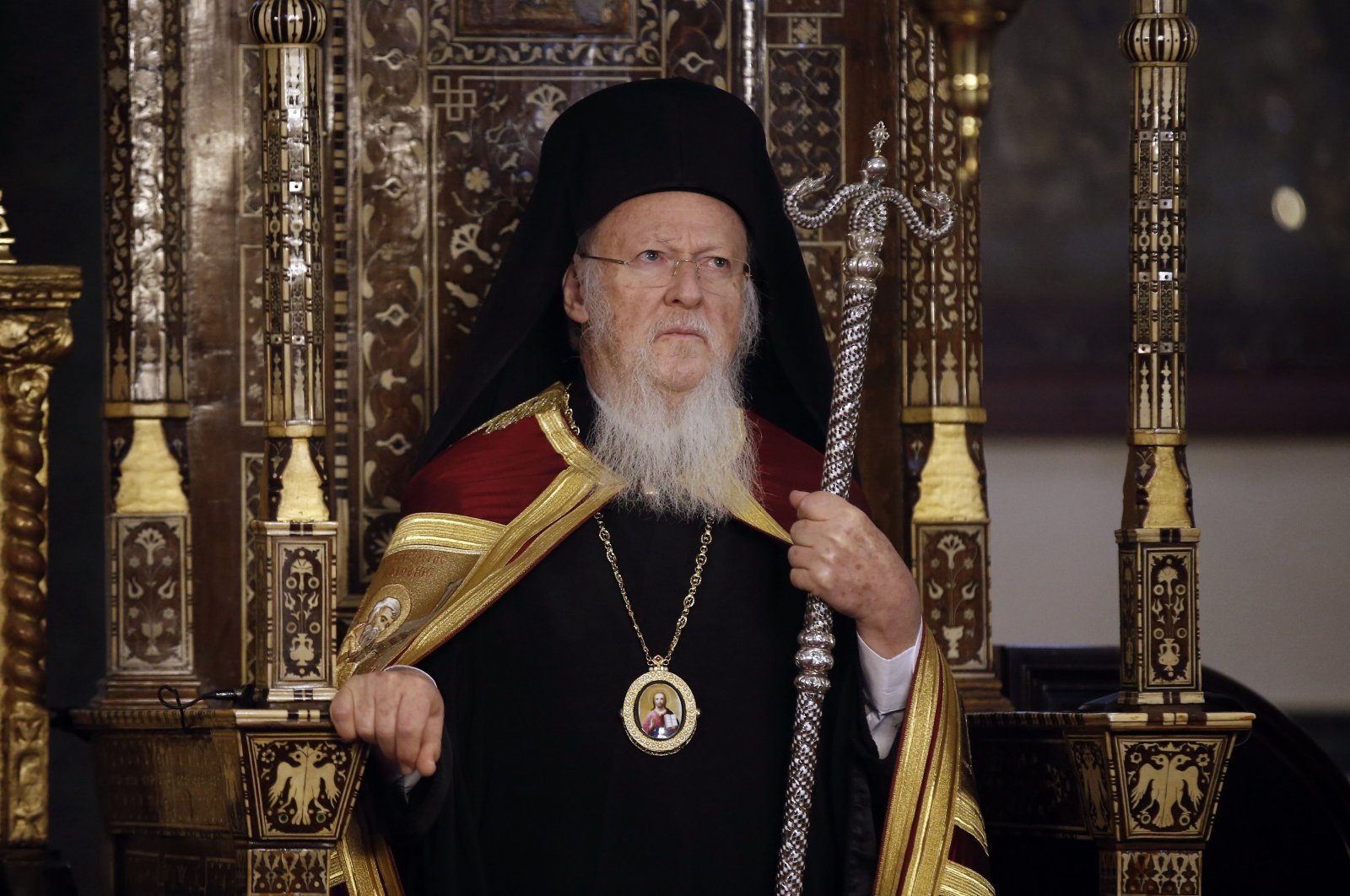 In this Wednesday, Jan. 6, 2016 file photo, Patriarch Bartholomew I listens during an Epiphany ceremony at the Fener Greek Patriarchate in Istanbul, Turkey. (AP Photo)