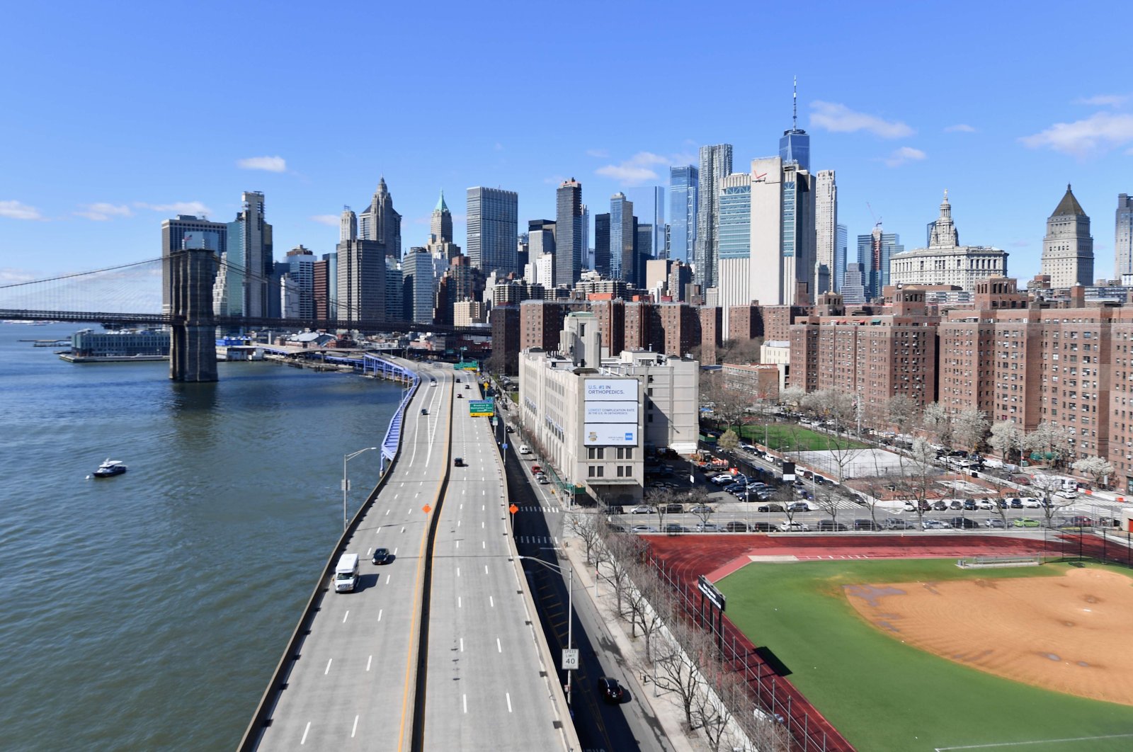 A view of morning traffic on FDR Drive is seen on March 24, 2020 in New York City. (AFP Photo)