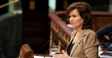 Spain's deputy prime minister Carmen Calvo speaks in parliament in Madrid, Spain, September 13, 2018. (Reuters Photo)