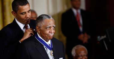 In this file photo U.S. President Barack Obama presents the Medal of Freedom to Reverend Joseph E. Lowery during a ceremony at the White House in Washington, DC. on Aug. 12, 2009. (AFP Photo)