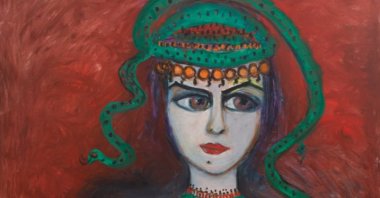  Fahrelnissa Zeid, "Woman with a Snake" (1985), oil on canvas, 130 x 120cm, Sara Baruh Collection.