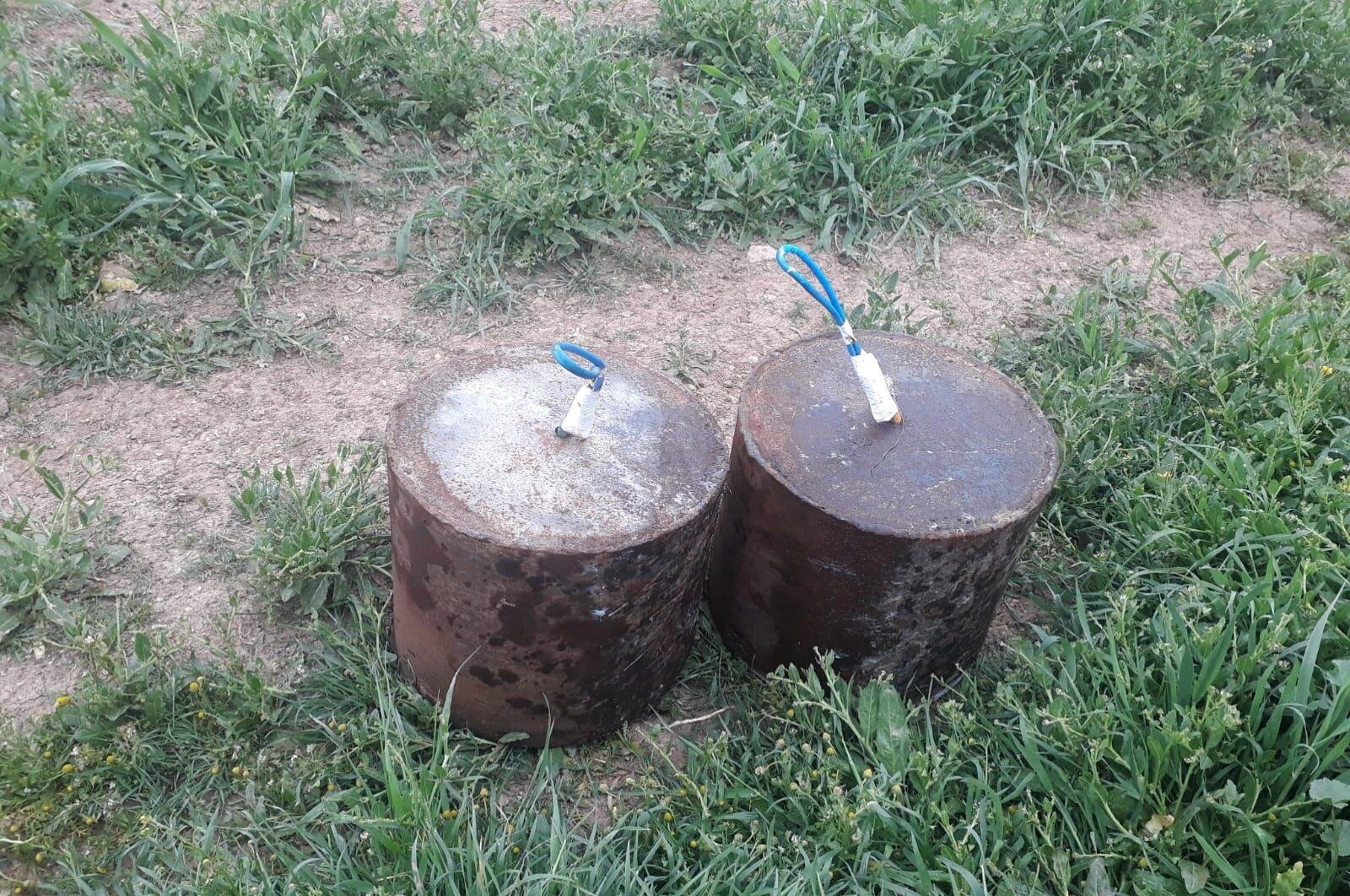 Two explosives planted by PKK, have been seized in an area falling inside Operation Peace Spring, Monday, March 30, 2020. (IHA)