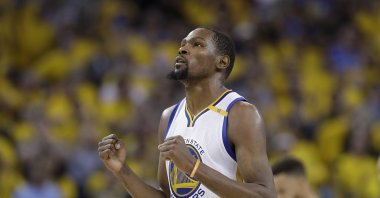 Kevin Durant will face Derrick Jones in the first game of the virtual tournament. (AP Photo)