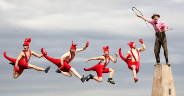 In this file photo taken Aug. 1, 2008, Red Kangaroos from the Australian circus act "Circus Oz" perform on Edinburgh's Calton Hill, ahead of the Edinburgh Fringe Festival. (AFP Photo)