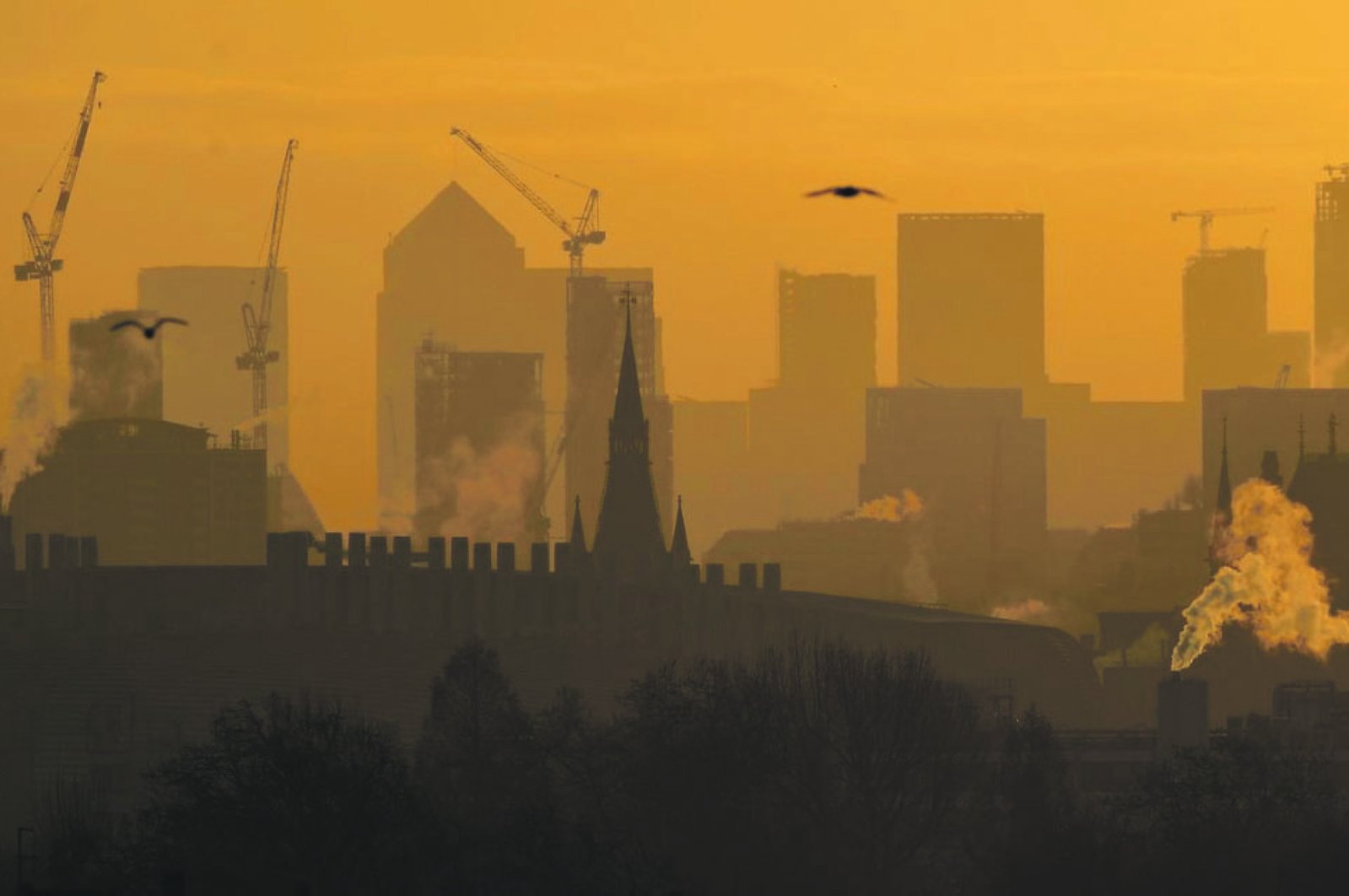 Skyscrapers and buildings are seen at dawn looking across central London towards the Canary Wharf district, London, Britain, February 5, 2020. (Reuters Photo)

