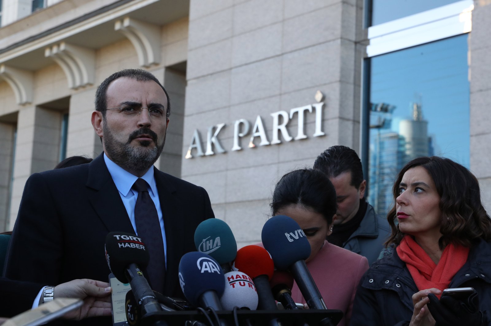 Justice and Development Party (AK Party) Deputy Chairman Mahir Ünal speaks to reporters in front of the AK Party headquarters following a meeting, in this undated file photo, Ankara, Turkey. (Sabah Photo)
