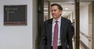 In this file photo, Michael Atkinson, the inspector general of the intelligence community, arrives at the Capitol in Washington for closed-door questioning about a whistleblower complaint that triggered President Donald Trump's impeachment, Washington D.C., Oct. 4, 2019. (AP Photo)