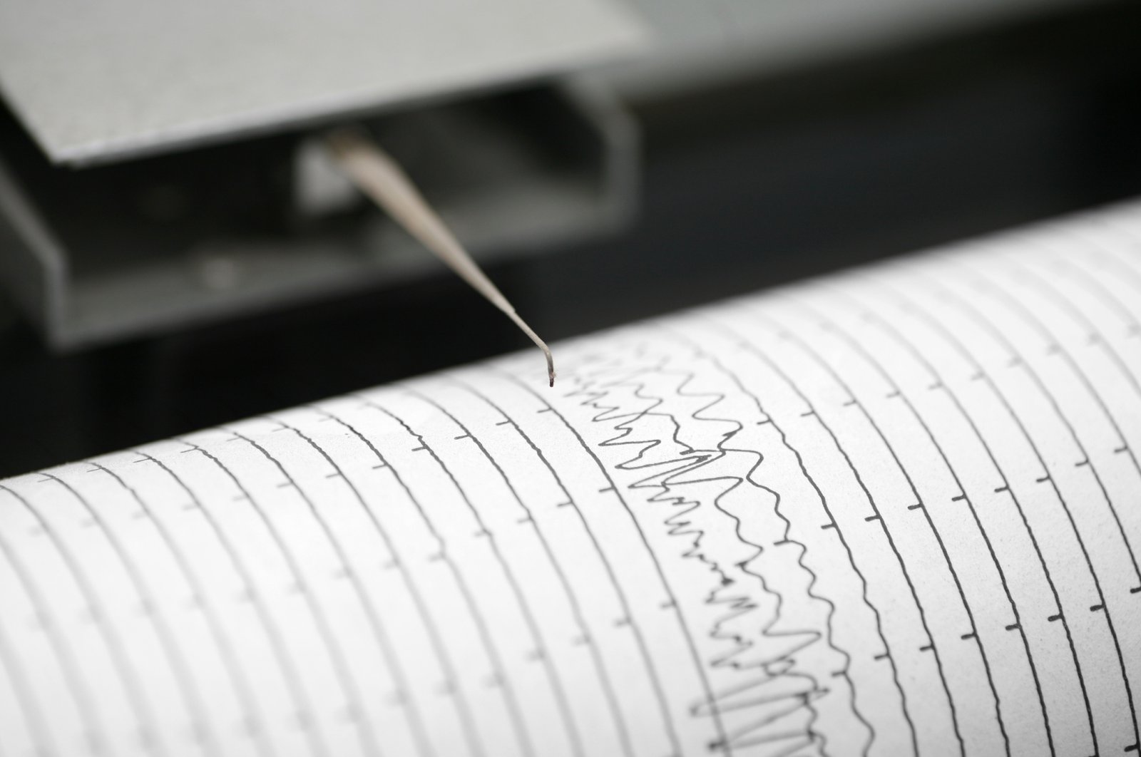 An undated cropped detail shot of a seismometer printing line. (iStock Photo)