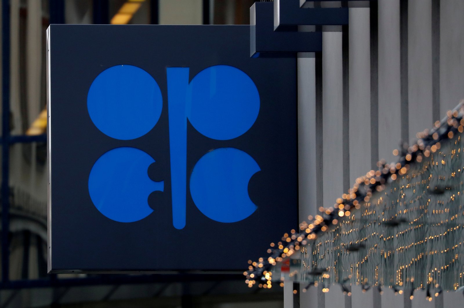 The logo of the Organization of the Petroleum Exporting Countries (OPEC) sits outside its headquarters ahead of a meeting between OPEC members and non-OPEC countries, Vienna, Austria, Dec. 6, 2019. (Reuters Photo)