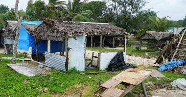 Badly damaged buildings are pictured near Vanuatu's capital of Port Vila, Tuesday, April 7, 2020. (AFP Photo)