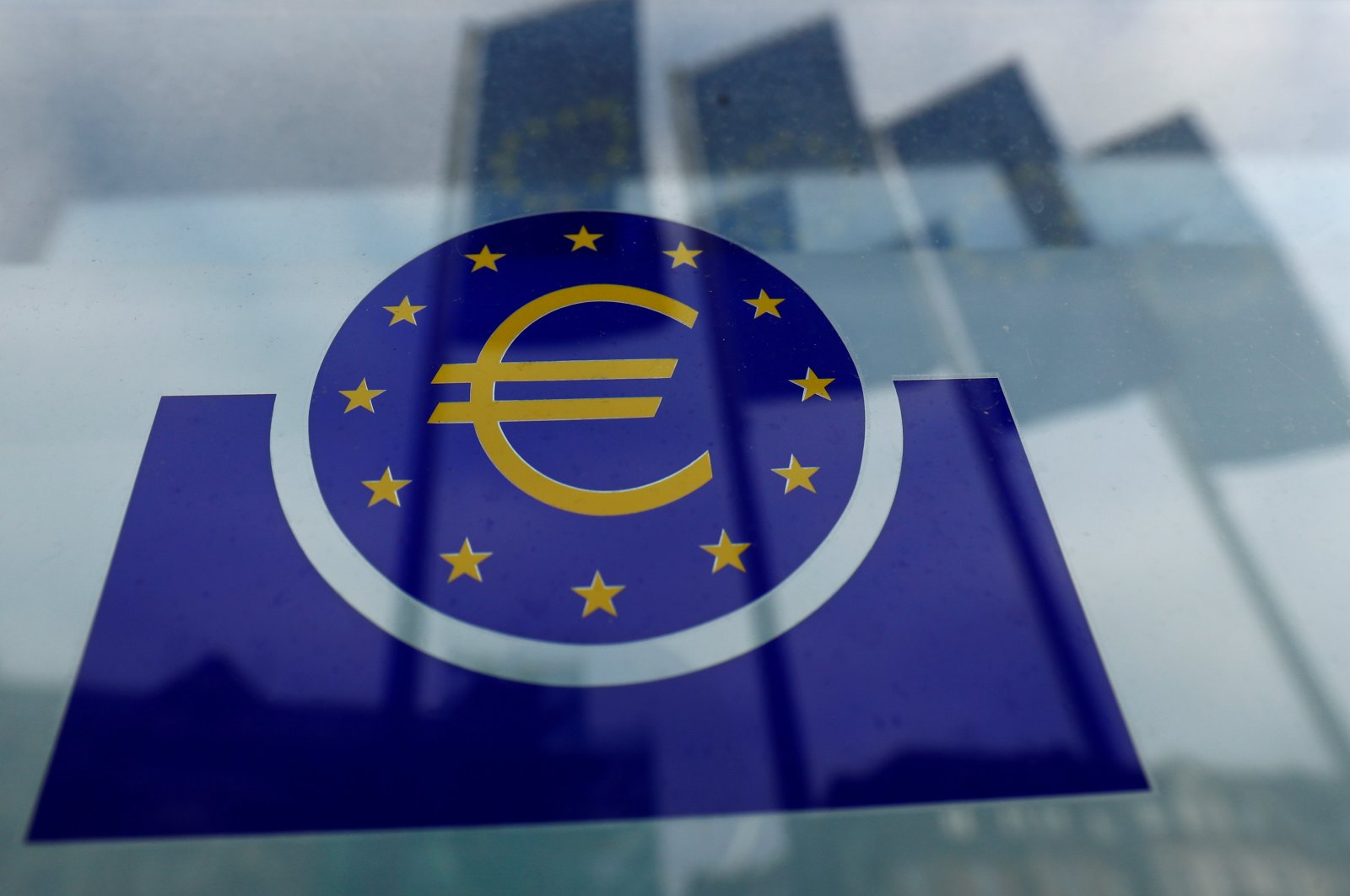 The European Central Bank logo in Frankfurt, Germany, Jan. 23, 2020. (Reuters Photo)
