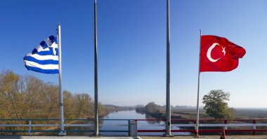 Turkish and Greek flags photographed near the Maritsa River in this undated file photo (AA Photo)