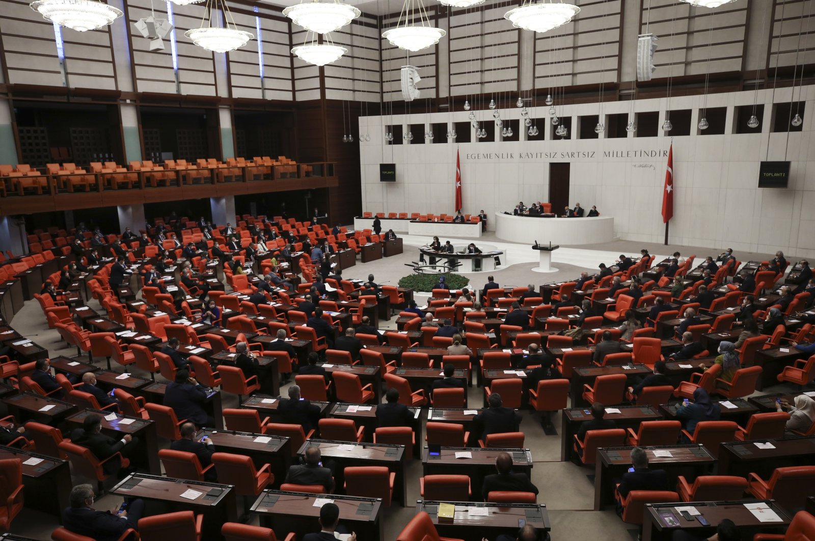The Grand National Assembly of Turkey approves the first 10 articles of the enforcement law, Ankara, Turkey, April 9, 2020. (AA Photo)