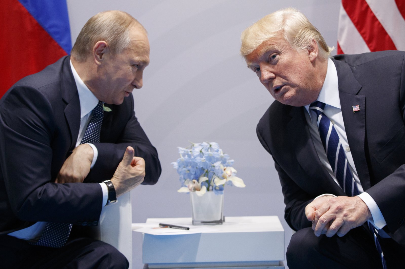 U.S. President Donald Trump meets with Russian President Vladimir Putin at the G-20 Summit in Hamburg, Germany, July 7, 2017. (AP Photo)