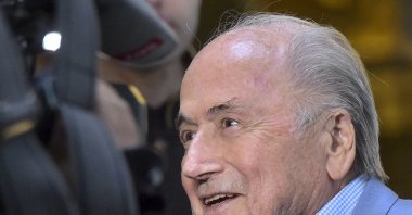 In this Tuesday, June 19, 2018 file photo, former FIFA President Joseph Blatter arrives at a hotel in Moscow, Russia. Five years into a sprawling investigation of soccer corruption, the first courtroom trial in Switzerland is due to begin Monday, March 9, 2020 in a 2006 World Cup fraud case. (AP Photo)