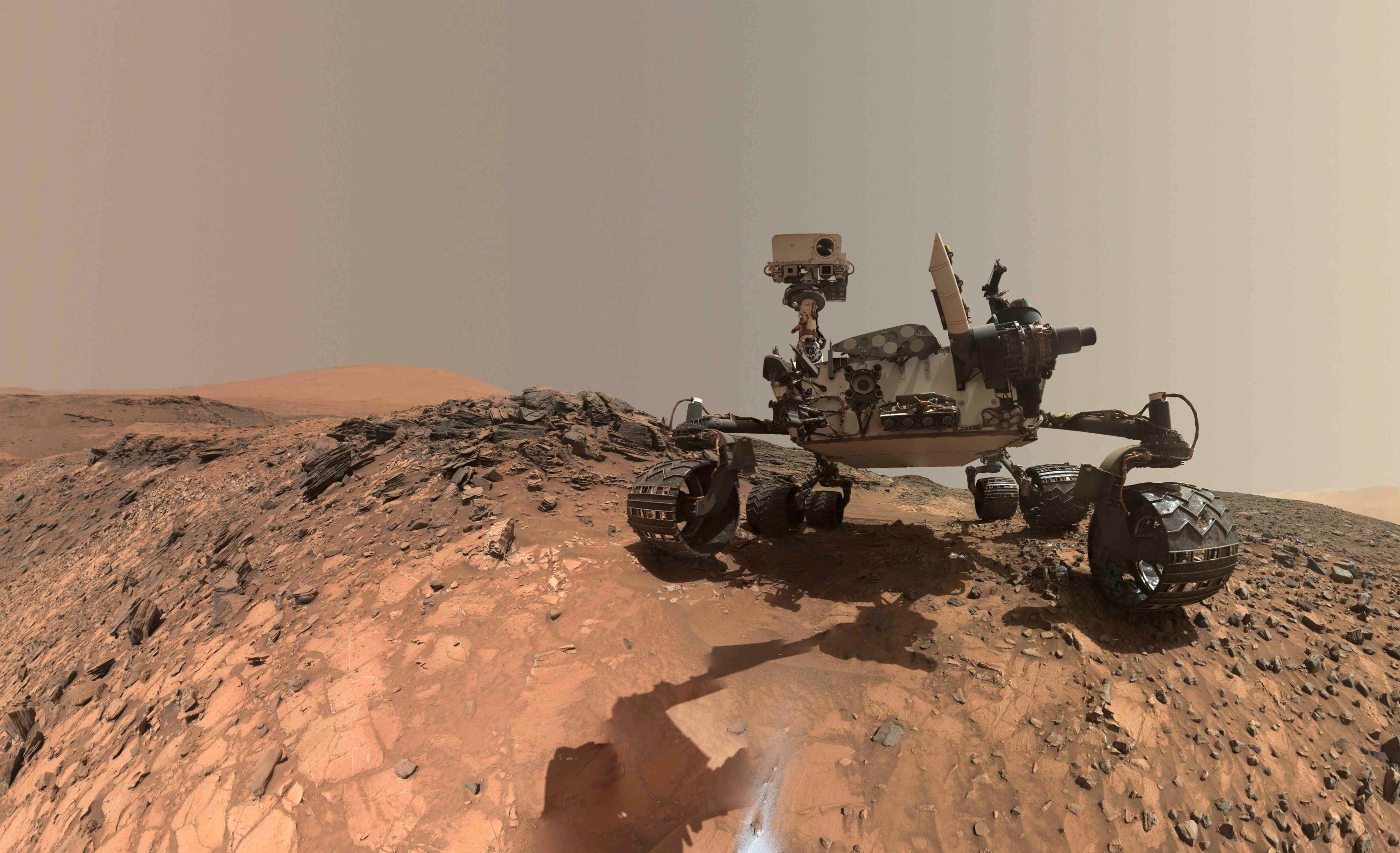 A low-angle self-portrait of NASA's Curiosity Mars rover showing the vehicle at the site from which it reached down to drill into a rock target call 'Buckskin' is shown in this handout photo, taken Aug. 5, 2015, and provided by NASA on Oct. 8, 2015. (Reuters Photo)