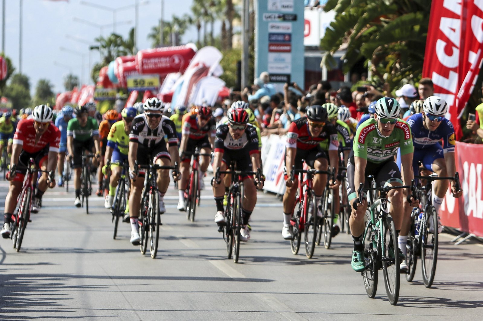 In this undated photo, cyclists compete in the Presidential Cycling Tour in Antalya, Turkey. (DHA Photo)