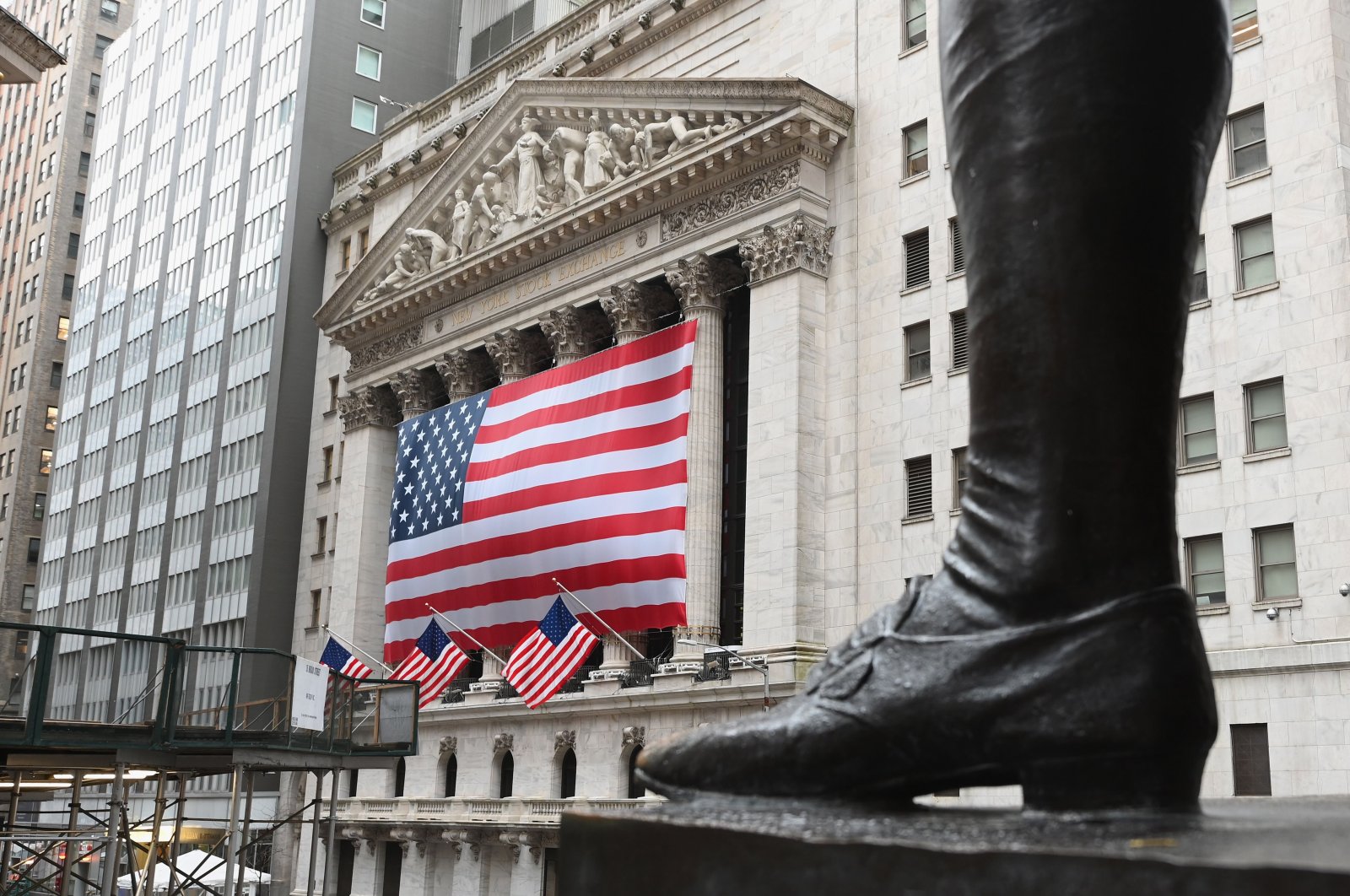 The New York Stock Exchange is seen on Wall Street in New York City, March 23, 2020. (AFP Photo)