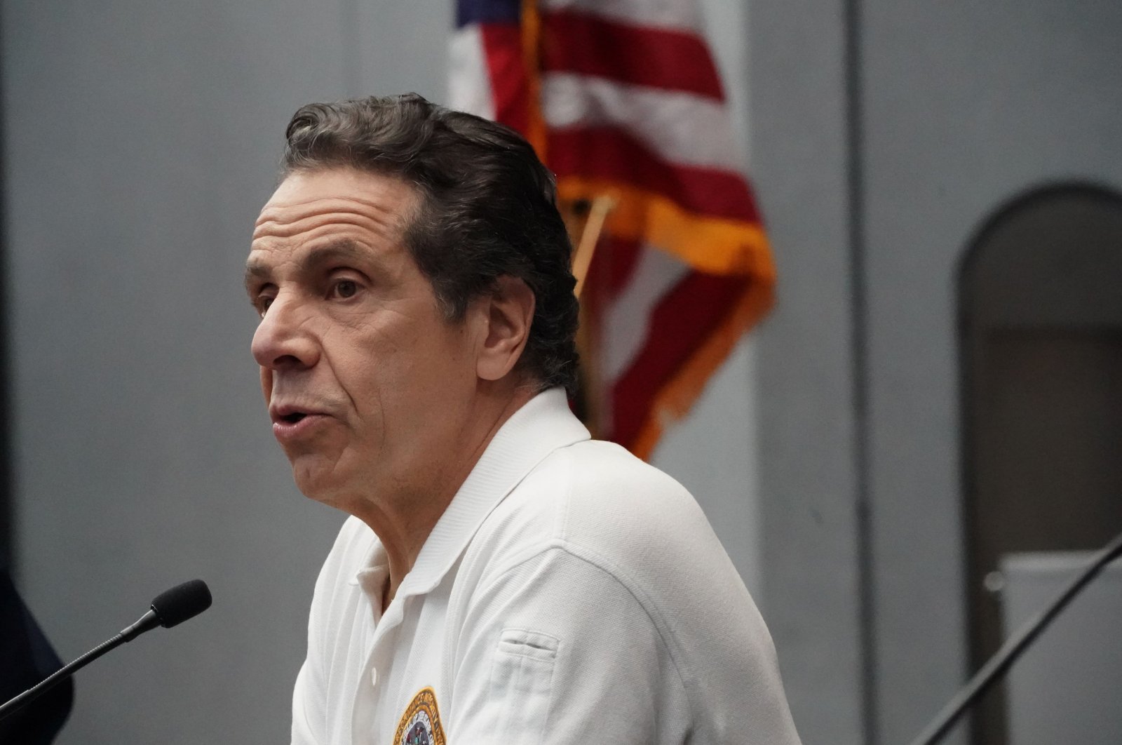 New York Governor Andrew Cuomo speaks to the press at the Jacob K. Javits Convention Center, New York, March 27, 2020. (AFP Photo)