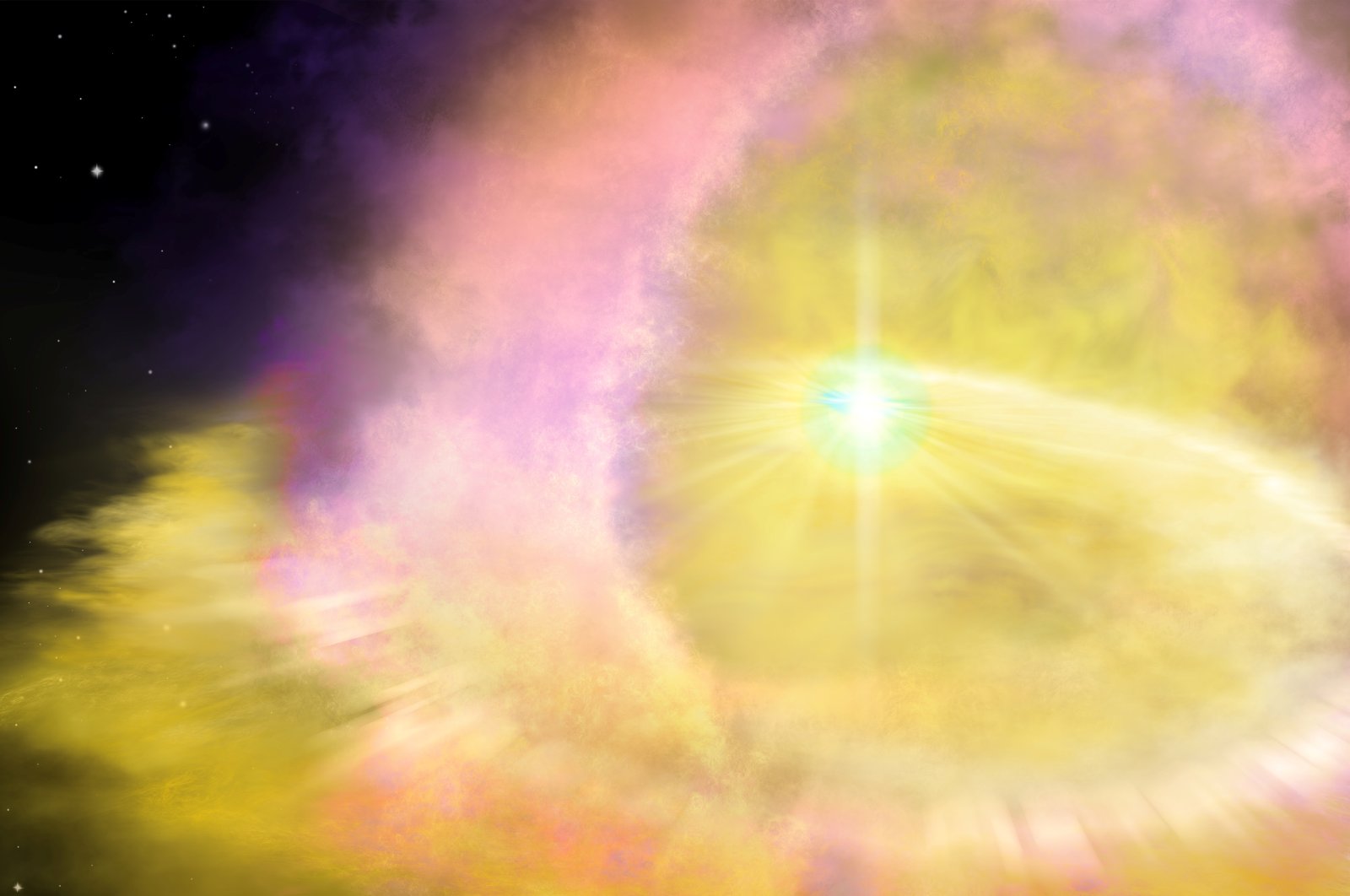 An artist's impression of supernova SN2016aps, provided by Northwestern University, April 13, 2020. (Reuters Photo)