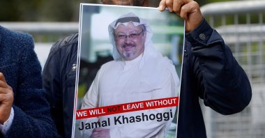 A demonstrator holds a picture of Saudi journalist Jamal Khashoggi during a protest in front of Saudi Arabia's consulate in Istanbul, Turkey, Oct. 5, 2018. (Reuters File Photo)